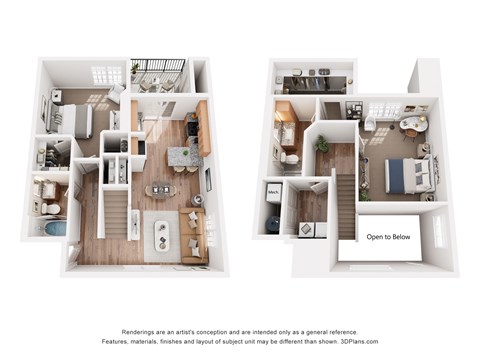 Floor plan for 2 beds, 2 baths, 1078 sqft